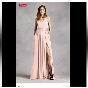 VERA WANG WHITE Label V -Neck Halter Gown with Slit VW360214 Color Blush Sz. 4